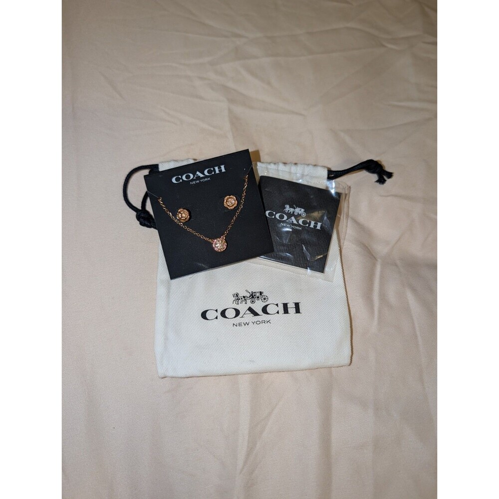 COACH Rose Gold Necklace and Stud Set